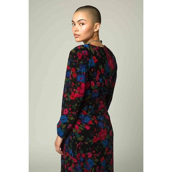 Louis Féraud Floral Silk Viscose Dress West Germany Sz 6 Side Sash Draped Waist - Picture 3 of 3